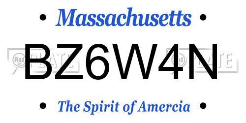 BZ6W4N Massachusetts License Plate