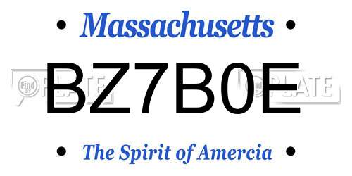 BZ7B0E Massachusetts License Plate