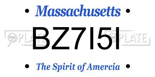 BZ7I5I Massachusetts License Plate