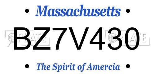 BZ7V430 Massachusetts License Plate