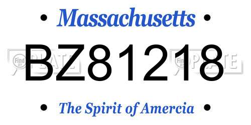 BZ81218 Massachusetts License Plate