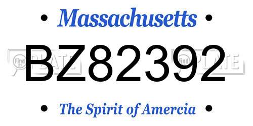BZ82392 Massachusetts License Plate