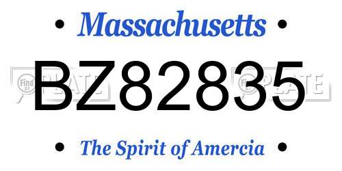 BZ82835 Massachusetts License Plate