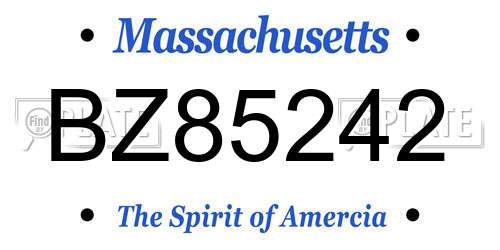 BZ85242 Massachusetts License Plate