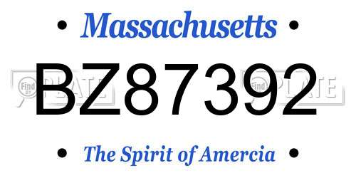 BZ87392 Massachusetts License Plate