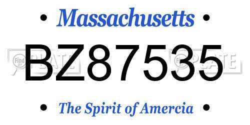 BZ87535 Massachusetts License Plate