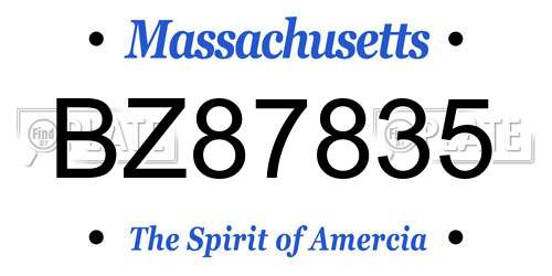 BZ87835 Massachusetts License Plate