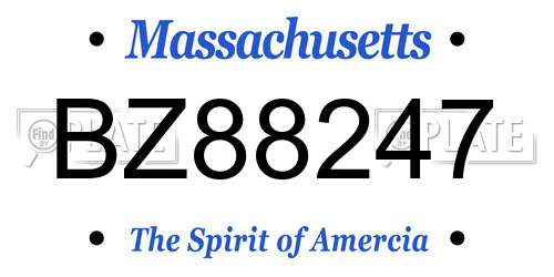 BZ88247 Massachusetts License Plate