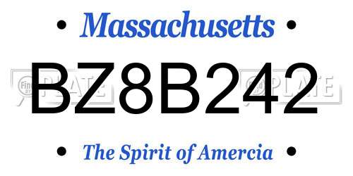 BZ8B242 Massachusetts License Plate