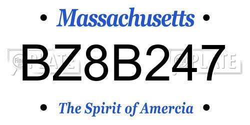 BZ8B247 Massachusetts License Plate