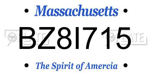 BZ8I715 Massachusetts License Plate