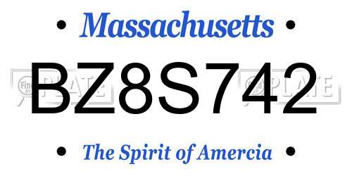 BZ8S742 Massachusetts License Plate
