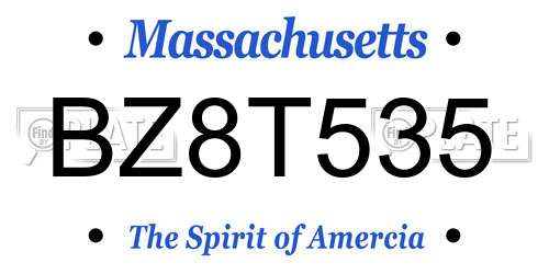 BZ8T535 Massachusetts License Plate