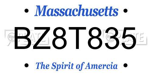 BZ8T835 Massachusetts License Plate