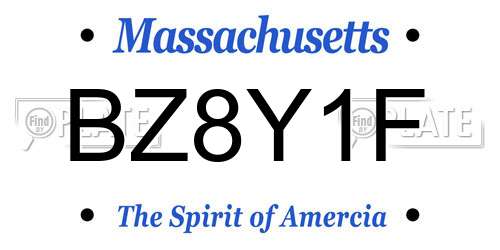 BZ8Y1F Massachusetts License Plate