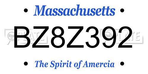 BZ8Z392 Massachusetts License Plate