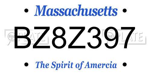 BZ8Z397 Massachusetts License Plate