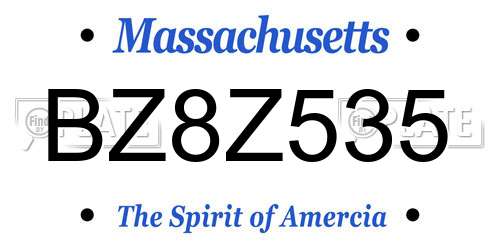 BZ8Z535 Massachusetts License Plate