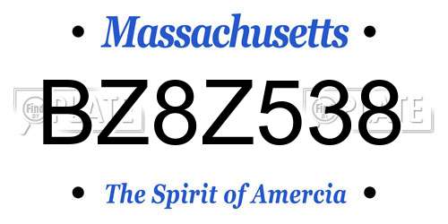 BZ8Z538 Massachusetts License Plate