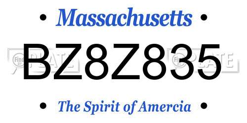 BZ8Z835 Massachusetts License Plate