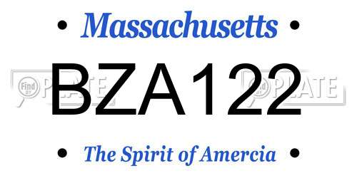 BZA122 Massachusetts License Plate