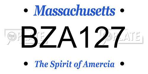BZA127 Massachusetts License Plate