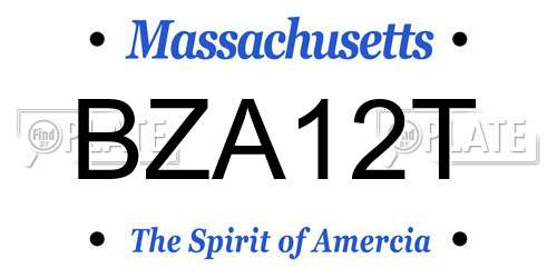 BZA12T Massachusetts License Plate