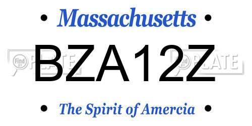BZA12Z Massachusetts License Plate