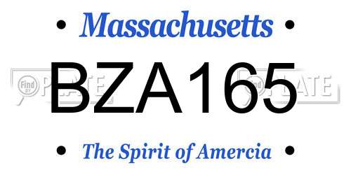 BZA165 Massachusetts License Plate
