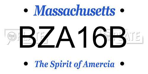 BZA16B Massachusetts License Plate