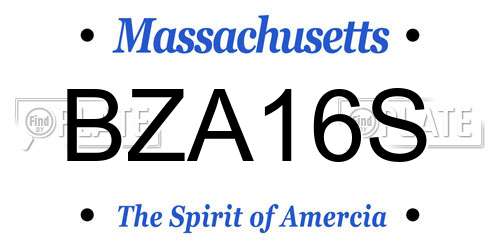 BZA16S Massachusetts License Plate