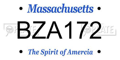 BZA172 Massachusetts License Plate