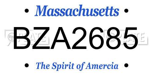 BZA2685 Massachusetts License Plate