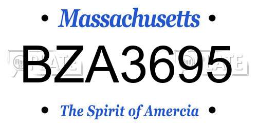 BZA3695 Massachusetts License Plate