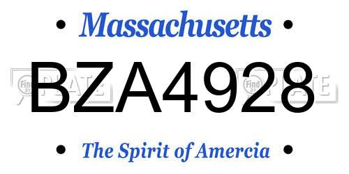 BZA4928 Massachusetts License Plate
