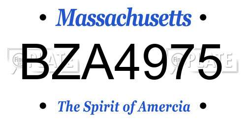 BZA4975 Massachusetts License Plate
