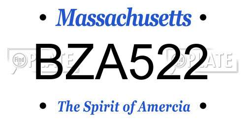 BZA522 Massachusetts License Plate