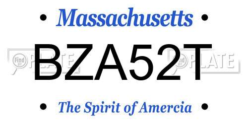 BZA52T Massachusetts License Plate