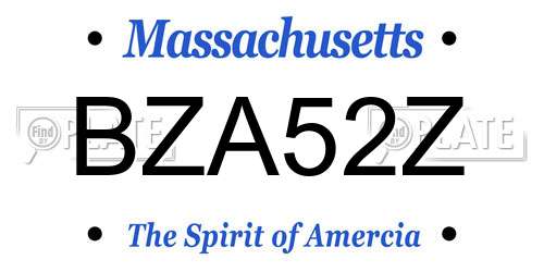 BZA52Z Massachusetts License Plate
