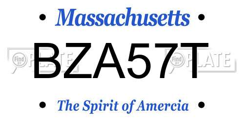 BZA57T Massachusetts License Plate