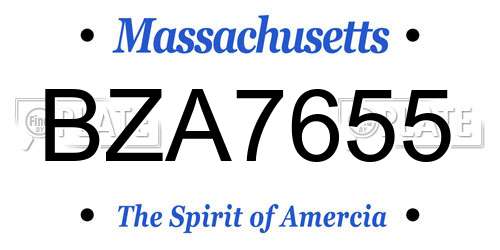 BZA7655 Massachusetts License Plate