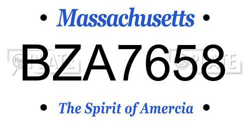 BZA7658 Massachusetts License Plate