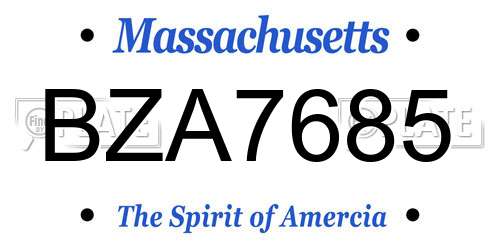 BZA7685 Massachusetts License Plate