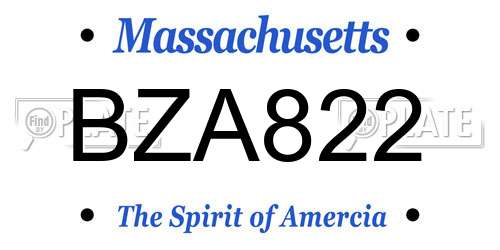 BZA822 Massachusetts License Plate