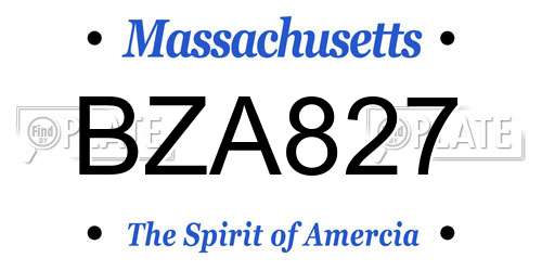 BZA827 Massachusetts License Plate