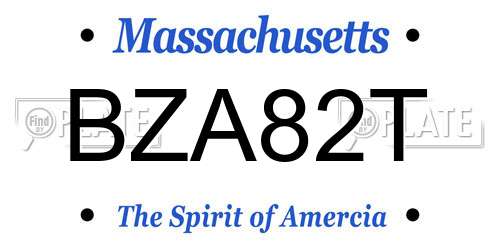 BZA82T Massachusetts License Plate