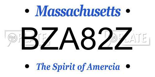 BZA82Z Massachusetts License Plate