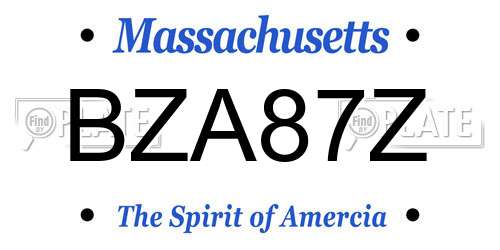 BZA87Z Massachusetts License Plate