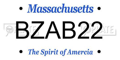 BZAB22 Massachusetts License Plate