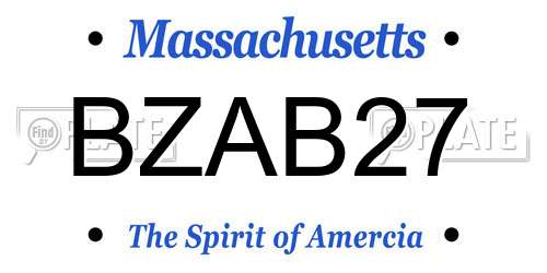 BZAB27 Massachusetts License Plate